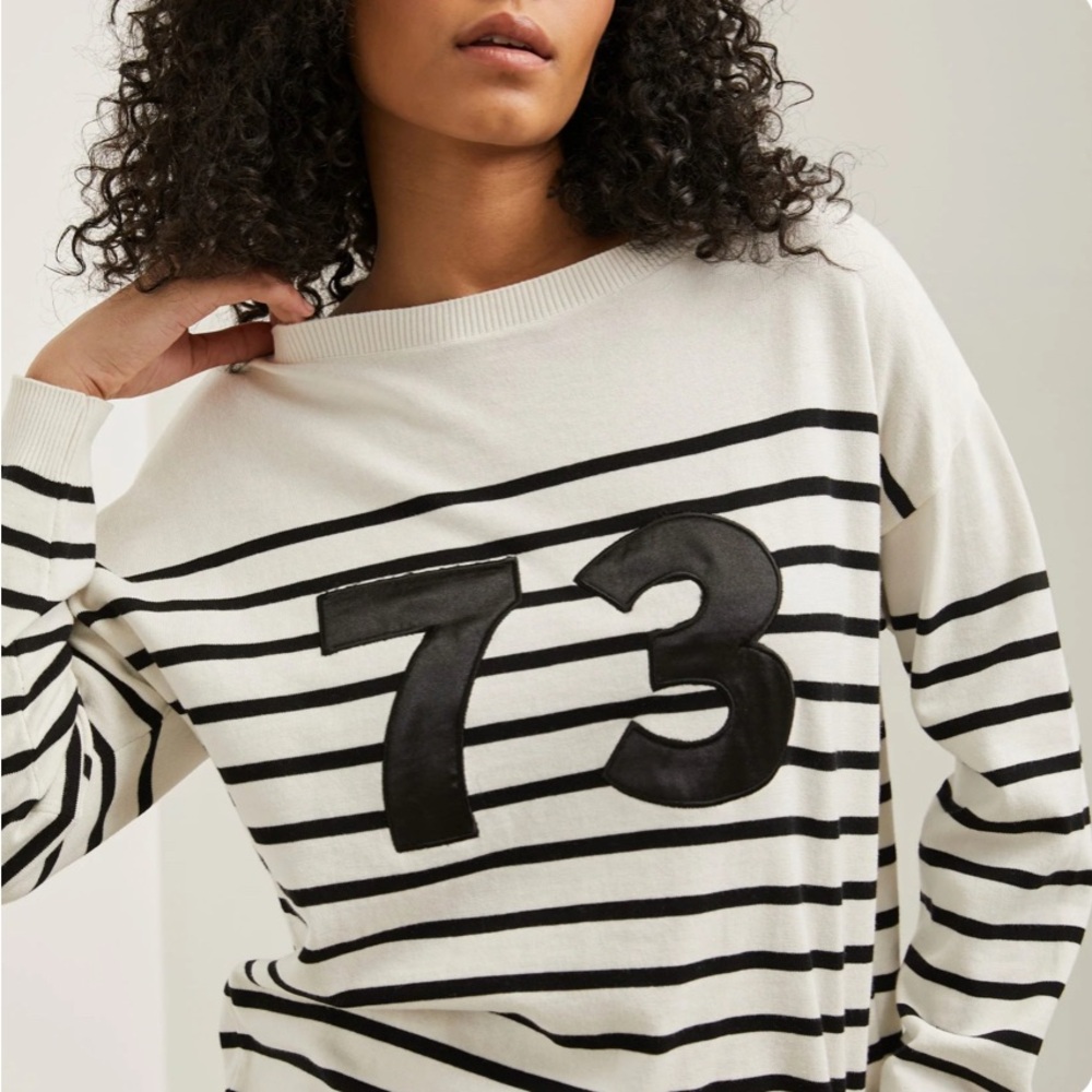 Tristan Black and White Striped Sweatshirt